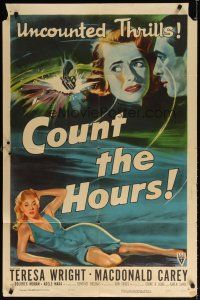 7d174 COUNT THE HOURS style A 1sh '53 Don Siegel, art of sexy bad girl Adele Mara in low-cut dress!
