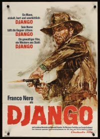 7d040 DJANGO German '66 Sergio Corbucci, really cool different art of Franco Nero with gun!