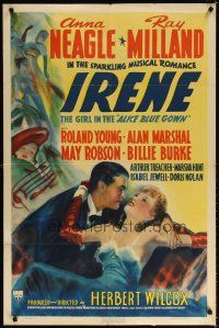 7d195 IRENE 1sh '40 artwork of pretty Anna Neagle & handsome young Ray Milland!