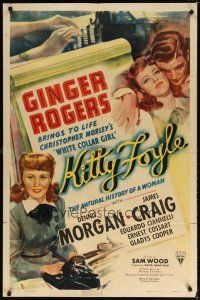 7d198 KITTY FOYLE style A 1sh '40 great romantic close up of Ginger Rogers & Dennis Morgan!