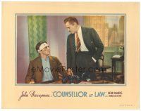 7d317 COUNSELLOR AT LAW LC '33 John Barrymore angrily looks down at anarchist Vincent Sherman!