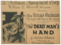 7d287 DEAD MAN'S HAND TC '19 Miss Texas Guinan, the female Bill Hart of the Screen!