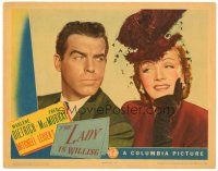 7d333 LADY IS WILLING LC '42 great close up of laughing Marlene Dietrich & Fred MacMurray!