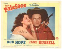 7d344 PALEFACE LC #1 '48 sexy Jane Russell with gun whispers into cowboy Bob Hope's ear!
