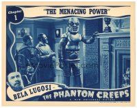 7d255 PHANTOM CREEPS chapter 1 LC '39 Bela Lugosi & man watch wacky robot standing by fireplace!