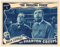7d257 PHANTOM CREEPS chapter 1 LC '39 Universal serial, c/u of Bela Lugosi & assistant in his lab!