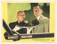 7d362 SUNSET BOULEVARD LC #1 '50 William Holden creeped out by intense butler Erich von Stroheim!