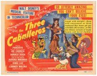 7d301 THREE CABALLEROS TC '44 Disney cartoon/live action, Donald Duck, Panchito & Joe Carioca!