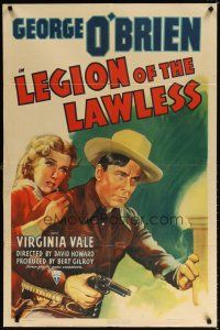 7d199 LEGION OF THE LAWLESS 1sh '40 art of cowboy George O'Brien, pretty Virginia Vale!