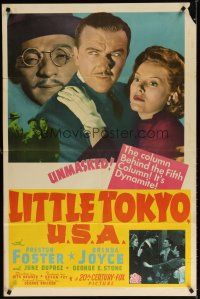7d137 LITTLE TOKYO USA 1sh '42 Preston Foster, Brenda Joyce, Asian spy Harold Huber!