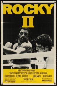 7d148 ROCKY II 1sh '79 Carl Weathers pummels Sylvester Stallone in ring, boxing sequel!