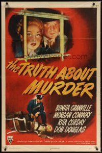 7d235 TRUTH ABOUT MURDER style A 1sh '46 District Attorney vs. his own wife in court, film noir!