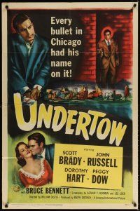 7d152 UNDERTOW 1sh '49 Scott Brady, every bullet in Chicago had his name on it, film noir!