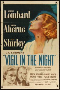 7d240 VIGIL IN THE NIGHT 1sh '40 beautiful Carole Lombard, Brian Aherne, Anne Shirley