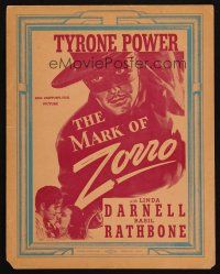 7d008 MARK OF ZORRO local theater 11x14 WC '40 Tyrone Power in costume & with young Linda Darnell!