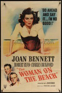 7d247 WOMAN ON THE BEACH 1sh '46 Robert Ryan loves no good Joan Bennett who only loves money!