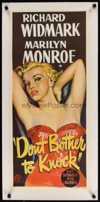 7e068 DON'T BOTHER TO KNOCK linen Aust daybill '52 sexiest Marilyn Monroe on black background!