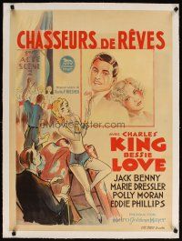 7e083 CHASING RAINBOWS linen pre-War Belgian '30 Charles King, Bessie Love, sexy different artwork!