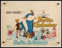 7e143 SWORD IN THE STONE linen Belgian '64 Disney's cartoon story of young King Arthur & Merlin!