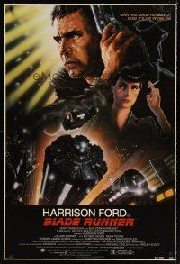 7e197 BLADE RUNNER linen 1sh '82 Ridley Scott sci-fi classic, art of Harrison Ford by John Alvin!