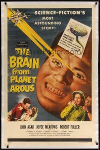 7e201 BRAIN FROM PLANET AROUS linen 1sh '57 diabolical power made him most feared man in the world!