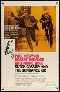7e207 BUTCH CASSIDY & THE SUNDANCE KID linen B 1sh '69 Paul Newman, Robert Redford, Katharine Ross!