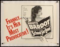 7e183 SCHOOL FOR LOVE linen 1/2sh '60 sexy Brigitte Bardot in her most provocative movie!