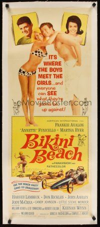 7e176 BIKINI BEACH linen insert '64 Frankie Avalon, Annette Funicello, sexy Martha Hyer!