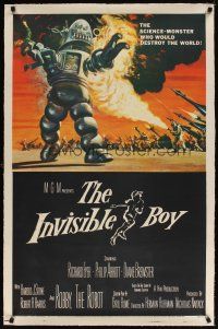 7e249 INVISIBLE BOY linen 1sh '57 Robby the Robot, the science-monster who would destroy the world!