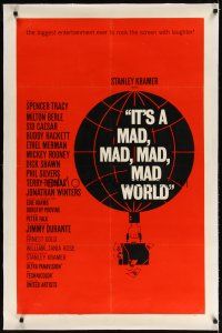 7e253 IT'S A MAD, MAD, MAD, MAD WORLD linen style B 1sh 1964 best different Saul Bass-like balloon art!