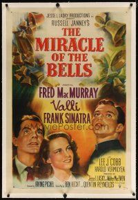 7e266 MIRACLE OF THE BELLS linen 1sh '48 art of Frank Sinatra, pretty Alida Valli & Fred MacMurray!