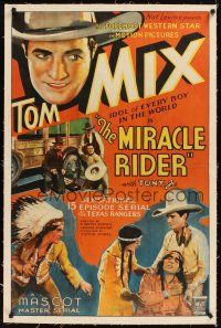 7e267 MIRACLE RIDER linen 1sh '35 Tom Mix is the idol of every boy in the world in this serial!