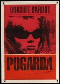 7e051 LE MEPRIS linen Polish 23x33 '66 Godard, different image of Brigitte Bardot in cool shades!