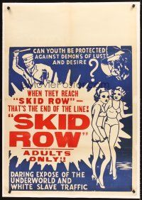 7e295 SKID ROW linen 1sh '50 can youth be protected against demons of lust & desire, great taglines!