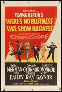 7e311 THERE'S NO BUSINESS LIKE SHOW BUSINESS linen 1sh '54 Marilyn Monroe & top cast in line-up!