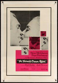 7e314 THOMAS CROWN AFFAIR linen 1sh '68 best kiss close up of Steve McQueen & sexy Faye Dunaway!