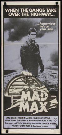 7f191 MAD MAX Aust daybill '79 Mel Gibson, George Miller classic, rare original purple release!