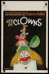 7f420 CLOWNS Belgian '71 Federico Fellini, wonderful artwork of many circus clowns by Ferracci!