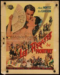 7f439 PIRATES OF MONTEREY Belgian '47 romantic art of sexy Maria Montez & Rod Cameron!