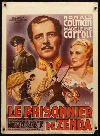 7f395 PRISONER OF ZENDA pre-war Belgian '37 c/u of Ronald Colman & pretty Madeleine Carroll!