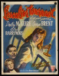 7f445 SPIRAL STAIRCASE Belgian 1947 art of Dorothy McGuire, George Brent & Ethel Barrymore!
