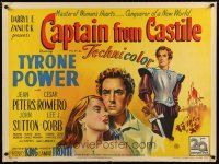 7f225 CAPTAIN FROM CASTILE British quad '47 cool art of Tyrone Power, Jean Peters, Cesar Romero!