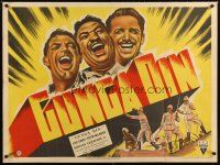 7f229 GUNGA DIN British quad '39 great art of Cary Grant, Douglas Fairbanks Jr. & Victor McLaglen!