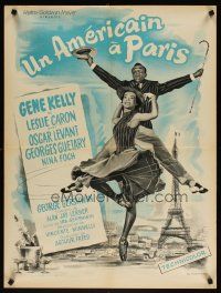 7f206 AMERICAN IN PARIS French 23x32 R60s great art of Gene Kelly dancing w/sexy Leslie Caron!