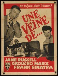 7f208 DOUBLE DYNAMITE French 23x32 '51 Frank Sinatra, Groucho Marx & sexy Jane Russell!