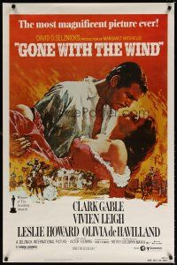 7f028 GONE WITH THE WIND 1sh R80s Clark Gable, Vivien Leigh, Terpning artwork, all-time classic!