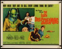 7f090 EARTH DIES SCREAMING 1/2sh '64 Terence Fisher sci-fi, wacky monster, who or what were they?