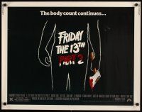 7f092 FRIDAY THE 13th PART II 1/2sh '81 summer camp slasher horror sequel, body count continues!