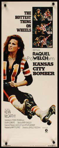 7f127 KANSAS CITY BOMBER insert '72 sexy roller derby girl Raquel Welch, hottest thing on wheels!