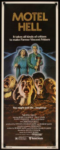 7f135 MOTEL HELL insert '80 it takes all kinds of critters to make Farmer Vincent Fritters!